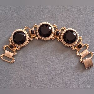 Victorian Revival Jet Glass Bracelet